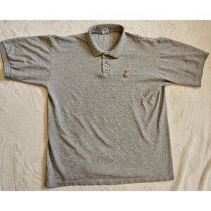 Vintage Anvil Polo Gray Size X-Large Single Stitch Made In Usa Golfing Bear Logo